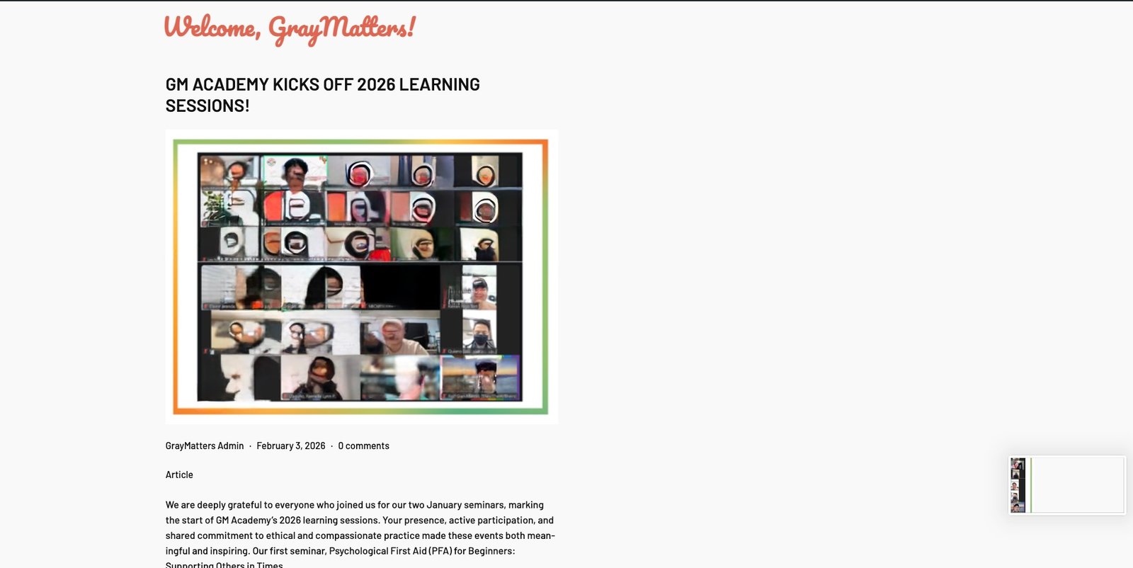 GrayMatters Academy — Course Feed