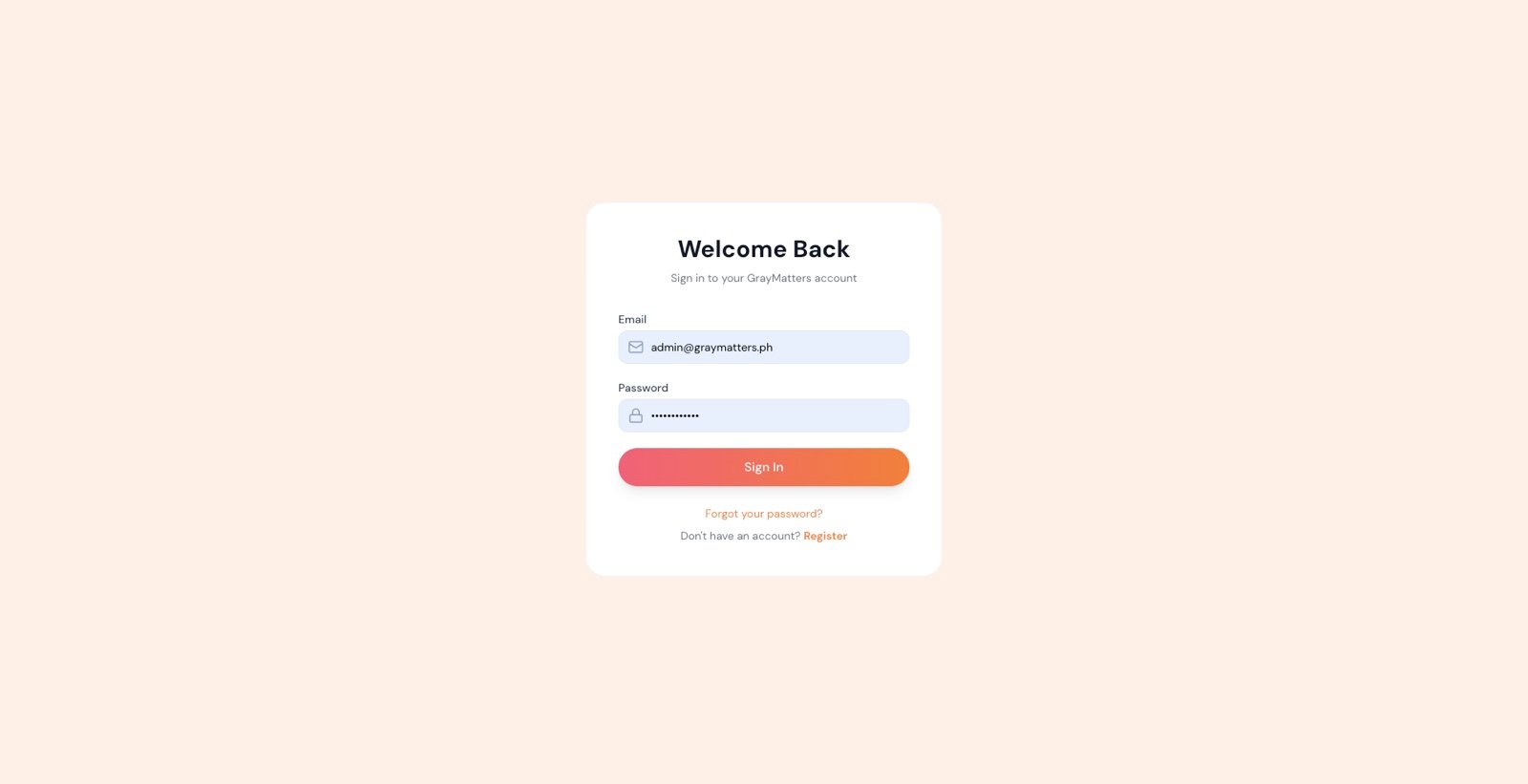 GrayMatters Philippines — Account sign-in