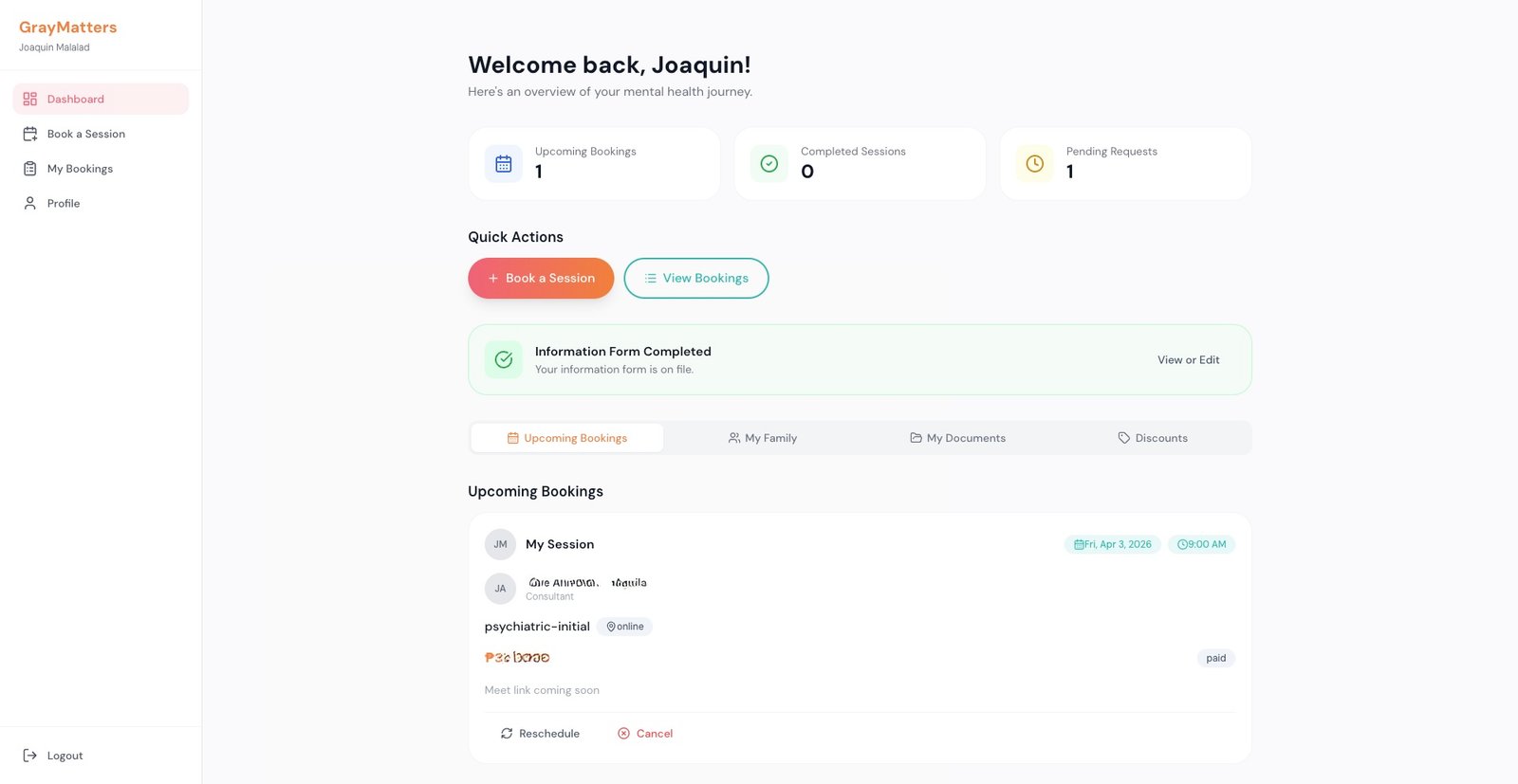 GrayMatters Philippines — Client Portal Dashboard