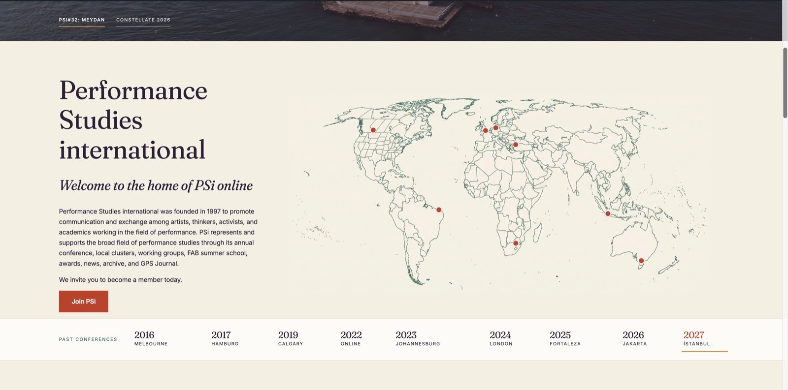PSi — Home page with the interactive conference map